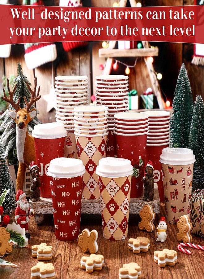 Ferrochef 60 Pcs 12oz Christmas Paper Cups with Lids Disposable Cute Holiday Dachshund Party Hot Chocolate Coffee Cups for Xmas Dachshund Birthday Party Decor Supplies, 4 Designs - Image 4